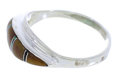 Southwest Tiger Eye Multicolor Silver Jewelry Ring Size 6-1/4 MX22481